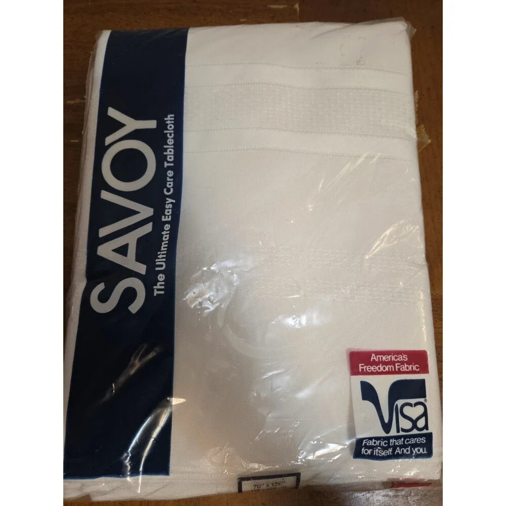 Savoy Textured Tablecloth 70”x126” Rectangle Polyester Easy Care Vintage New